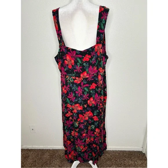 AVA & VIV Multicolor Floral Sleeveless Button Front Midi Dress Plus Size 3X - Picture 6 of 10